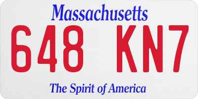 MA license plate 648KN7