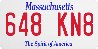 MA license plate 648KN8
