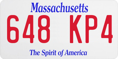 MA license plate 648KP4