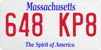 MA license plate 648KP8