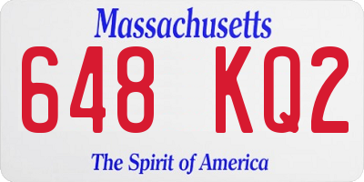 MA license plate 648KQ2