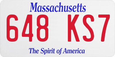 MA license plate 648KS7