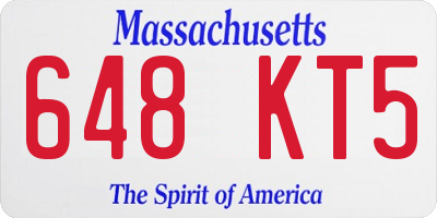 MA license plate 648KT5