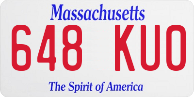 MA license plate 648KU0