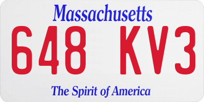 MA license plate 648KV3