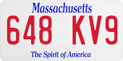 MA license plate 648KV9
