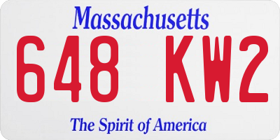 MA license plate 648KW2