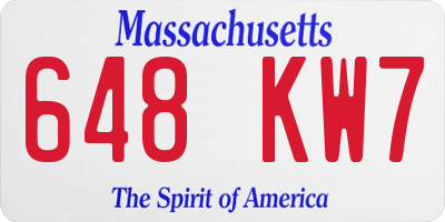 MA license plate 648KW7