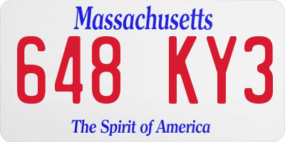 MA license plate 648KY3