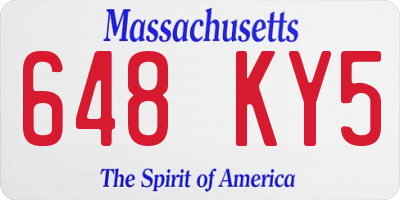 MA license plate 648KY5