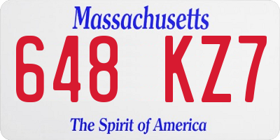 MA license plate 648KZ7