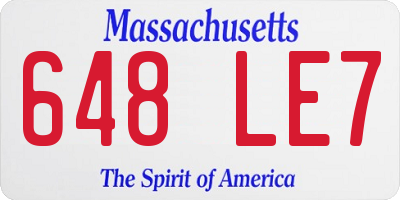 MA license plate 648LE7