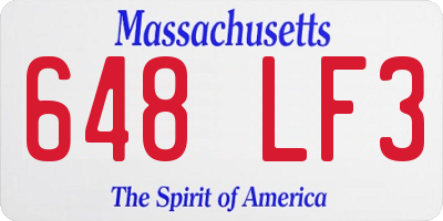 MA license plate 648LF3