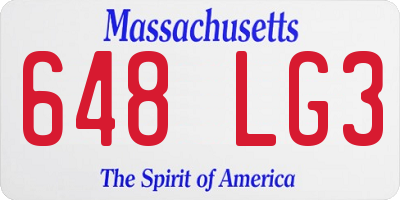 MA license plate 648LG3