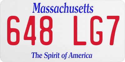 MA license plate 648LG7