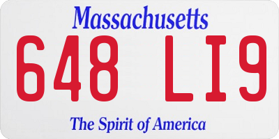 MA license plate 648LI9