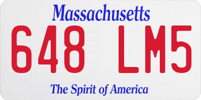 MA license plate 648LM5