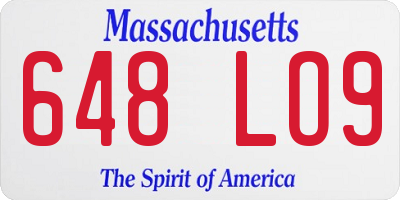 MA license plate 648LO9