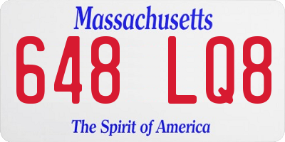 MA license plate 648LQ8