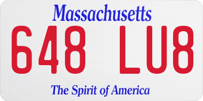 MA license plate 648LU8