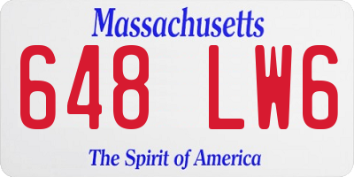 MA license plate 648LW6