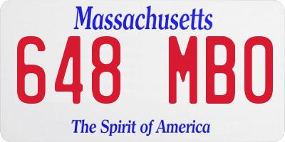 MA license plate 648MB0