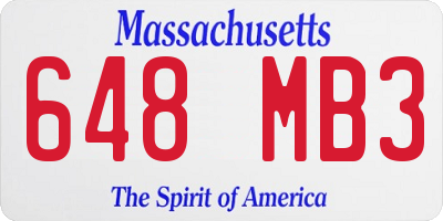 MA license plate 648MB3