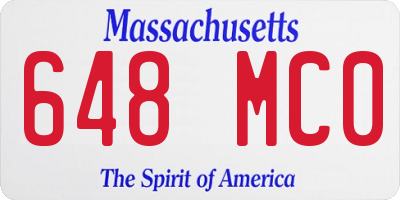 MA license plate 648MC0