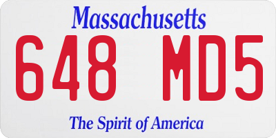 MA license plate 648MD5
