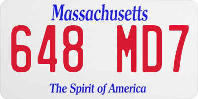 MA license plate 648MD7