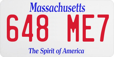 MA license plate 648ME7