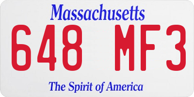 MA license plate 648MF3