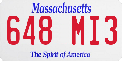 MA license plate 648MI3