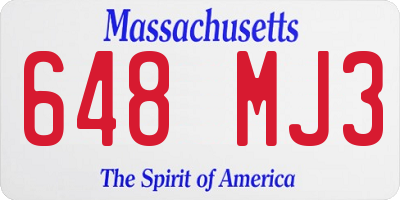 MA license plate 648MJ3