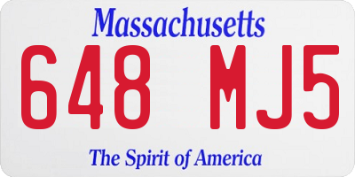 MA license plate 648MJ5
