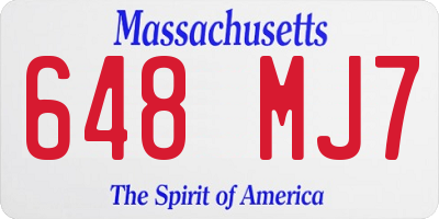 MA license plate 648MJ7