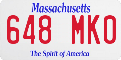 MA license plate 648MK0