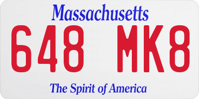 MA license plate 648MK8