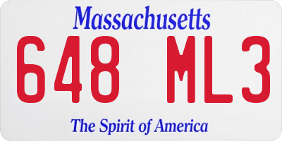 MA license plate 648ML3
