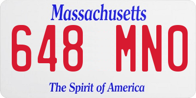 MA license plate 648MN0