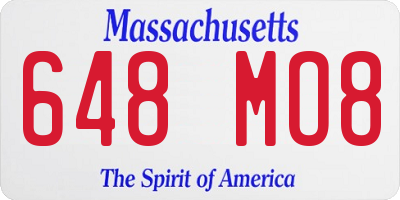 MA license plate 648MO8
