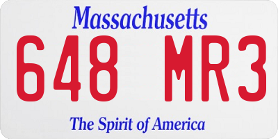MA license plate 648MR3