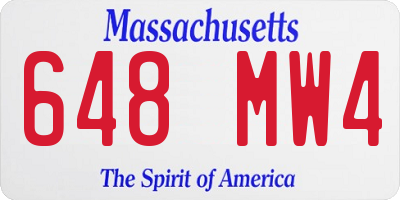MA license plate 648MW4