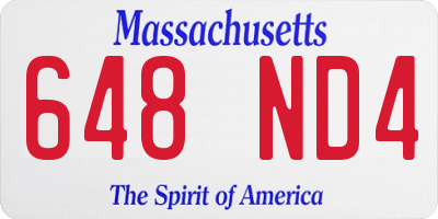 MA license plate 648ND4