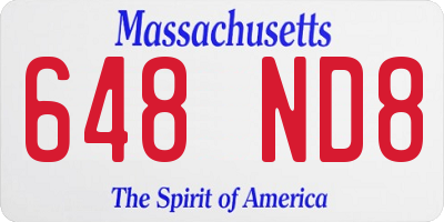 MA license plate 648ND8