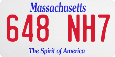MA license plate 648NH7