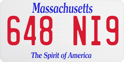 MA license plate 648NI9