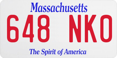 MA license plate 648NK0