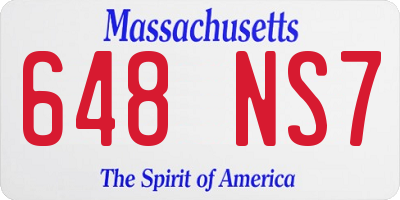 MA license plate 648NS7