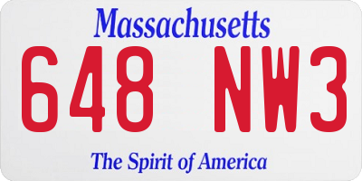 MA license plate 648NW3